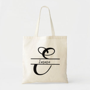 Bolsa Tote nome personalizado tote bag, letra personalizada E