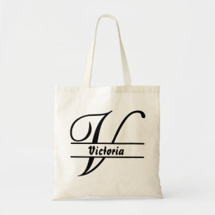 Bolsa Tote nome personalizado tote bag, letra personalizada V