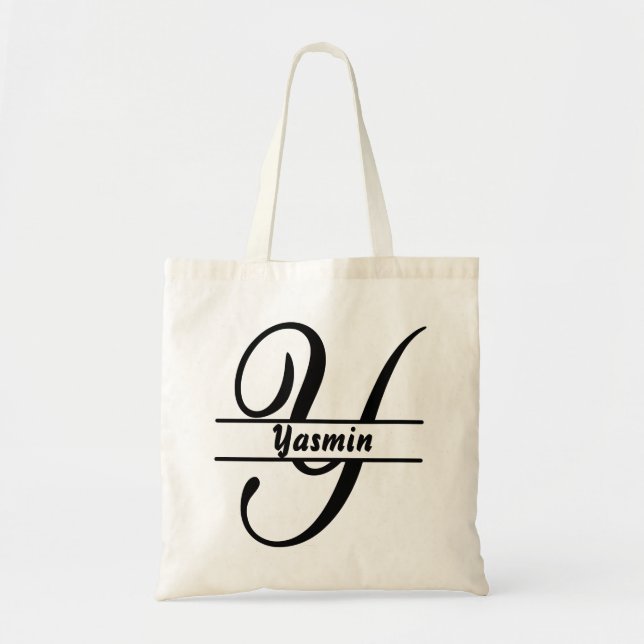 Bolsa Tote nome personalizado tote bag, letra personalizada Y (Frente)