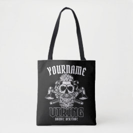 Bolsa Tote NOME Personalizado Viking Nordic Warrior Heritage