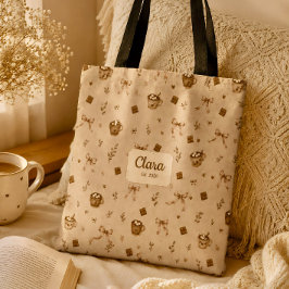 Bolsa Tote Nome Personalizado Vintage Cozy Cocoa Presente de