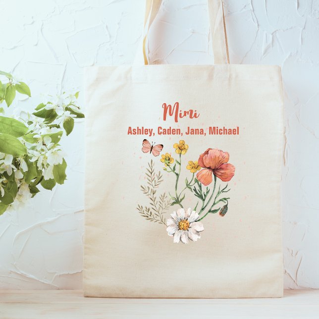 Bolsa Tote Nome Personalizado Wildflower Mimi (Criador carregado)