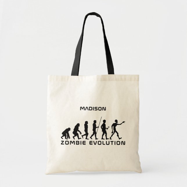 Bolsa Tote Nome personalizado Zombie Evolution Sacos de ferra (Frente)