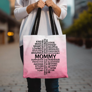 Bolsa Tote Nome Rosa da Nuvem da mamãe Palavra