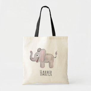 Bolsa Tote Nome Safari, um Elefante Cinza-d'Água