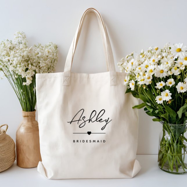 Bolsa Tote Nome Simples de Bridesmaid Personalizado Elegante (simple elegant personalized bridesmaid totebag)