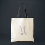 Bolsa Tote Nome simples e monograma personalizados<br><div class="desc">Monograma personalizado moderno elegante e sacos de tote de nome em lavanda roxo e preto,  simples e na moda. Presentes personalizados de noiva de excelente em festa de casamento,  chá de panela ou festa de solteira. Personalize o monograma ou o nome com sua escolha de cor e fonte.</div>