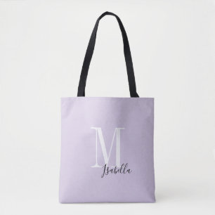Bolsa Tote Nome simples personalizado e monograma roxo