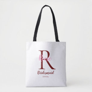 Bolsa Tote nome simples personalizado monograma nome bridesma