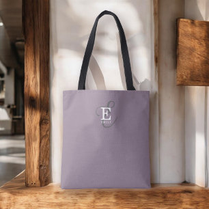 Bolsa Tote Nome único do Na moda e Monograma Tipografia Roxo