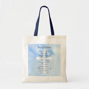 Bolsa Tote Nome Verso da Bíblia de Cura Cristã Azul Sky