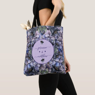 Bolsa Tote Nomes de Casal Clássicos Florais Pretos Mal-Humora