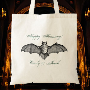 Bolsa Tote Nomes de Casal de Morcego de Halloween Vintage Cas