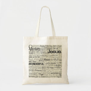 Bolsa Tote Nomes de Deus Tipografia de Texto Religioso Cristã