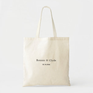 Bolsa Tote Nomes Personalizados Elegantes e Data Branco Orçam