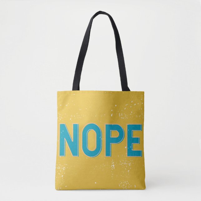 Bolsa Tote NOPE - Tipografia em relevo em amarelo e azul (Frente)