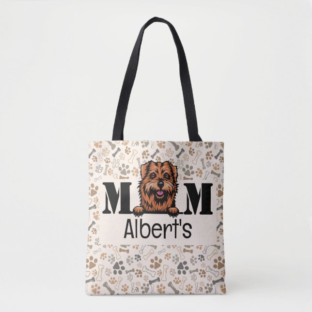 Bolsa Tote Norfolk Terrier Peeking Personalizado (Frente)