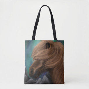 Bolsa Tote Norte Breeze: Cavalo Islandês na Luz da Noite