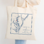 Bolsa Tote North Beach Maryland Elegant Marinho Wedding Welco<br><div class="desc">Celebre seu casamento em North Beach, Maryland, com nossos sacos favoritos para o casamento, com um elegante mapa azul de Chesapeake Bay. Estes sacos de tote são uma combinação perfeita para locais como Herrington na Baía, Chesapeake Beach Resort & Spa, e Running Hare Vineyard, acrescentando um toque especial ao dia...</div>