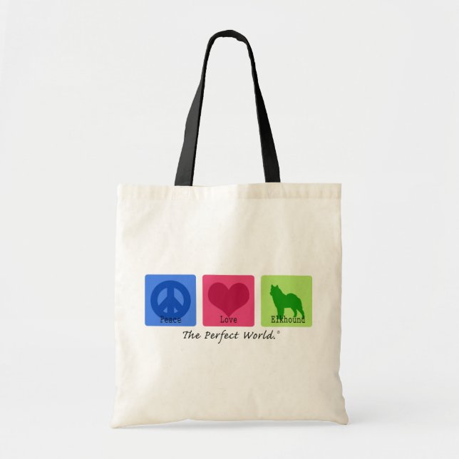 Bolsa Tote Norueguês Elkhound do amor da paz (Frente)