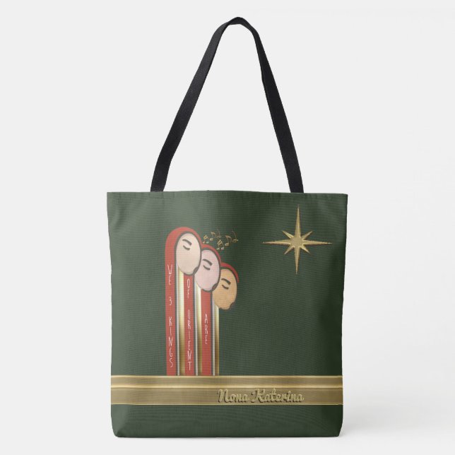Bolsa Tote Nós 3 Reis - Art Deco Christmas Personalizado (Frente)