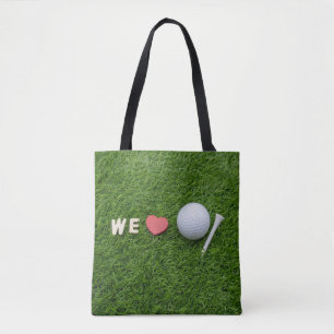Bolsa Tote Nós amamos golfe com bola de golfe e tchau com gr