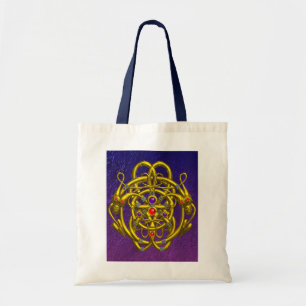 BOLSA TOTE NÓS CELTICOS DOURADOS COM DRAGÕES GÊMEOS
