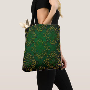 BOLSA TOTE NÓS CELTICOS VERDES E DOURADOS IRLANDESES