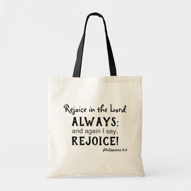 Bolsa Tote Nós nos regozijamos com preto e branco (Frente)
