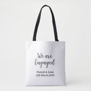 Bolsa Tote Nós somos noivos nome data caligrafia elegante