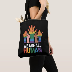 Bolsa Tote Nós Somos Todos Arco-Íris Humano Orgulho LGBTQ Mão