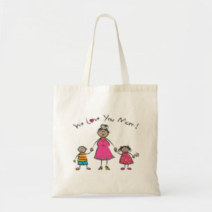 Bolsa Tote Nós Te Amo Mãe Família Cartoon Feliz Dia de as mãe