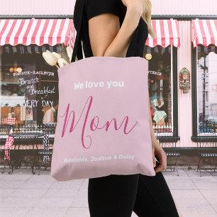 Bolsa Tote Nós Te Amo Mãe Rosa Minimalista