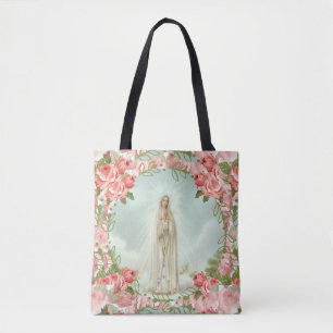 Bolsa Tote Nossa senhora de rosas de Fatima w/Pink