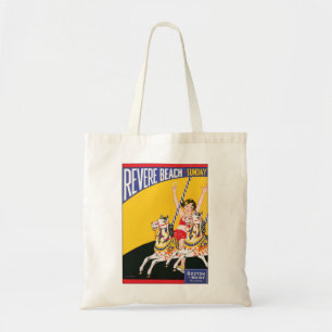 Bolsa Tote Nostálgico do Poster do Vintage Revere Beach Caro