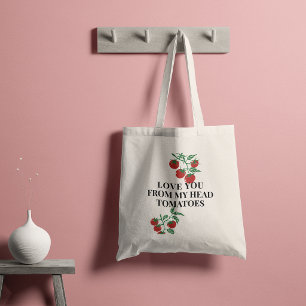 Bolsa Tote Nota de Amor de Tomate Tomate Vermelho Vinha Verde