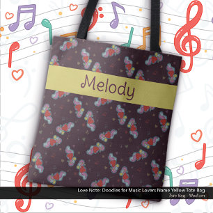 Bolsa Tote Nota de Amor: Doodles para Music Lovers Name Yello