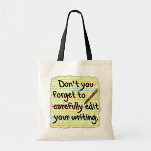 Bolsa Tote Nota de Lembrete de Edição do Editor de Escritor