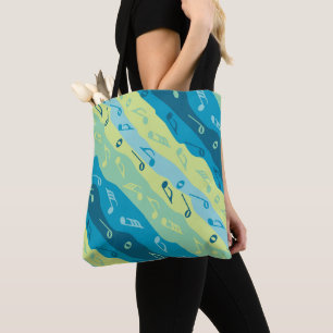 Bolsa Tote Nota de Música Estimula Azul e Verde