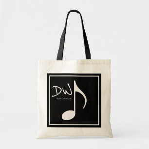 Bolsa Tote Nota de música gráfica personalizada a preto