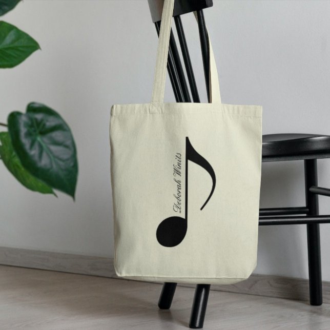 Bolsa Tote Nota Musical Personalizada do Gráfico Preto (Criador carregado)