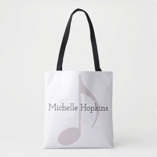 Bolsa Tote nota musical preta personalizada (Frente)