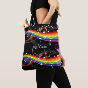 Bolsa Tote Notas brancas personalizadas da música do