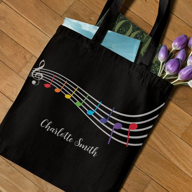 Bolsa Tote Notas de música com nome personalizado do professo (Criador carregado)