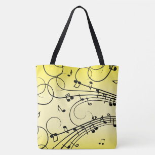 Bolsa Tote Notas de Música do rico Amarelo