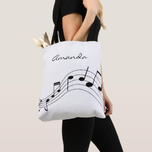 Bolsa Tote Notas de música personalizadas em um pano de fund