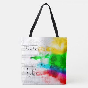 Bolsa Tote Notas Musicais Arco-íris