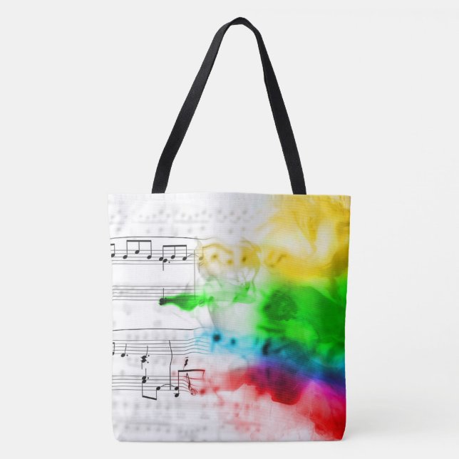 Bolsa Tote Notas Musicais Arco-íris (Frente)