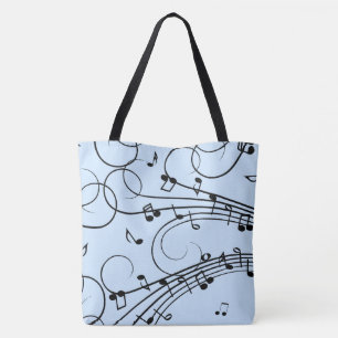 Bolsa Tote Notas Musicais Chiques Azul