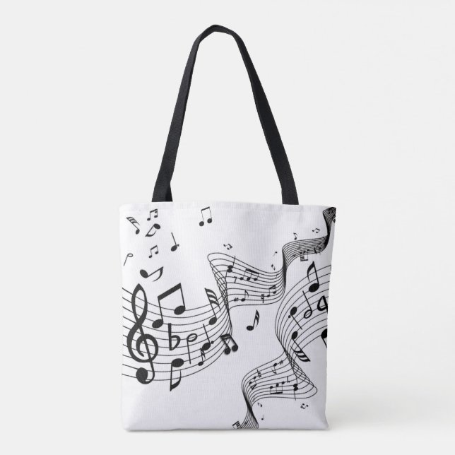 Bolsa Tote Notas Musicais em Branco (Verso)